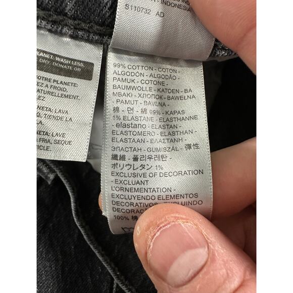 Levi's Premium Ribcage Straight Ankle Jeans Black Size 31 Button Fly - Picture 8 of 15